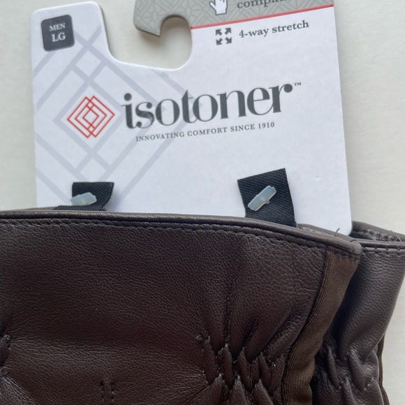 Men's Gloves Faux Leather Gathered Wrist  isotoner Insulated Large - Picture 5 of 7